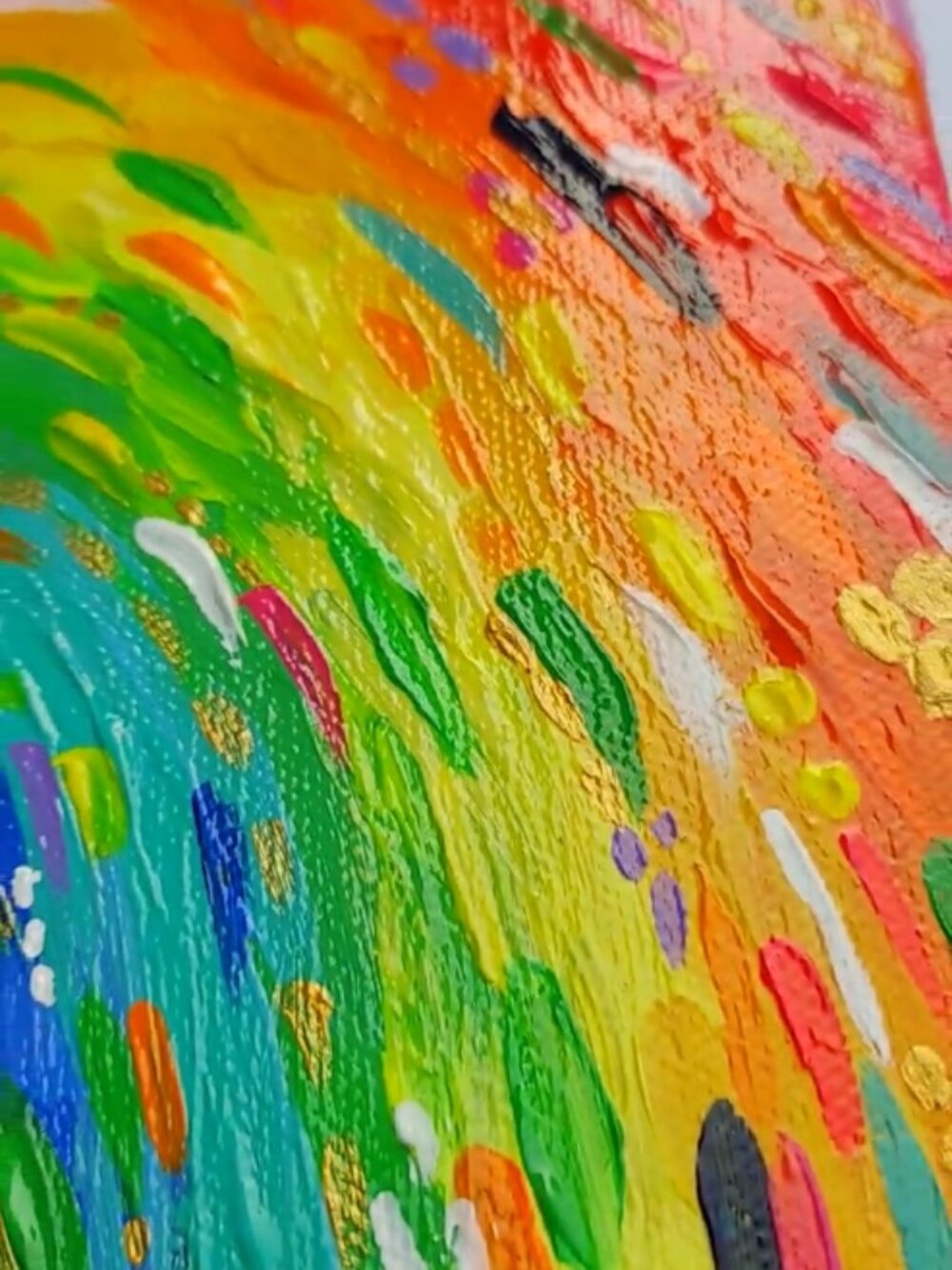 8"x10 Original Acrylic Rainbow Painting | Abstract Colorful Wall Art on canvas - Picture 13 of 14